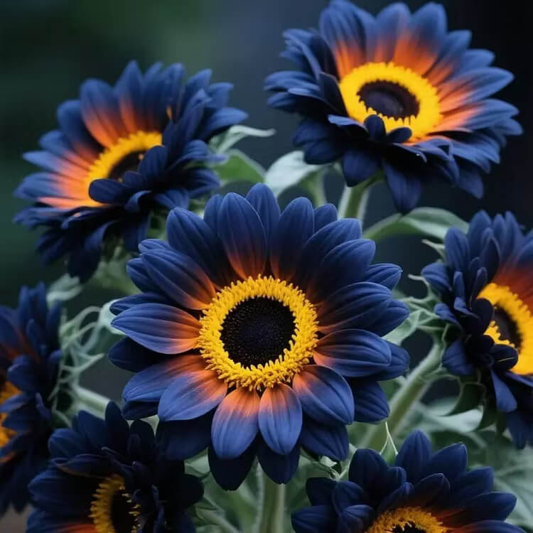 Dark Blue Sunflower Seeds - Heirloom Flower Garden Seeds for Growing