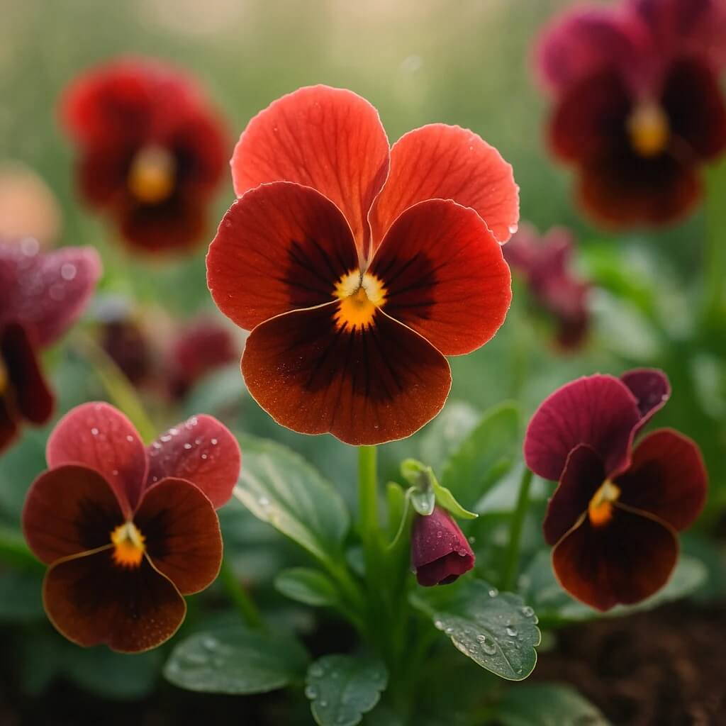 Red & Brown Pansy Seeds - Heirloom Flower Garden Seeds for Growing